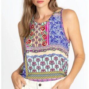 Johnny Was Franco Swing Patchwork Floral Tank Top - Size M